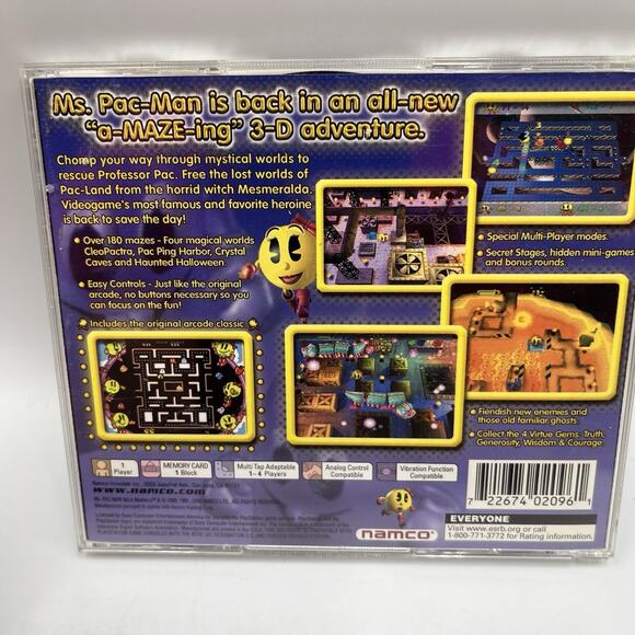 Ms. Pac-Man: Maze Madness (Sony PlayStation 1, PS1, 2000) Complete CIB - Picture 2 of 6